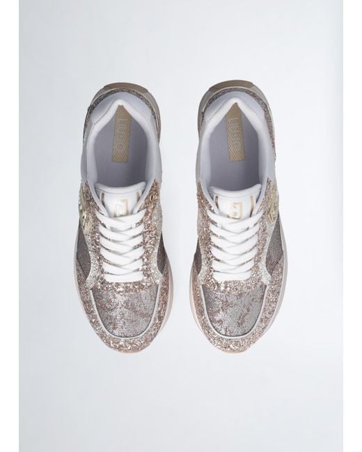 Liu Jo Sneakers Platform Full Glitter di Liu Jo in White