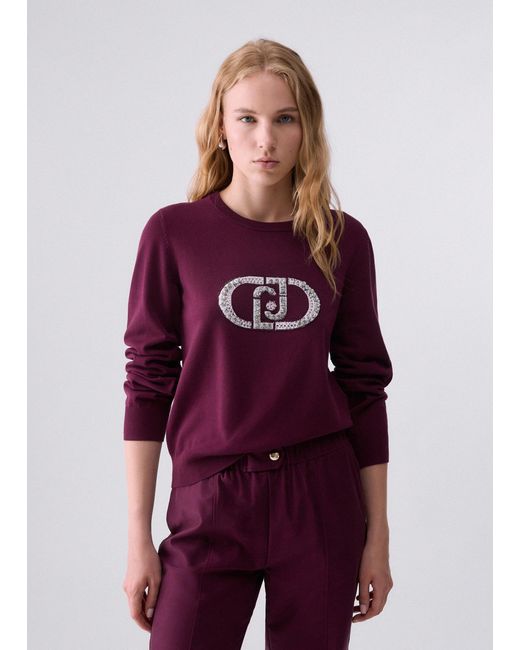 Pull Avec Logo Monogramme Liu Jo en coloris Red