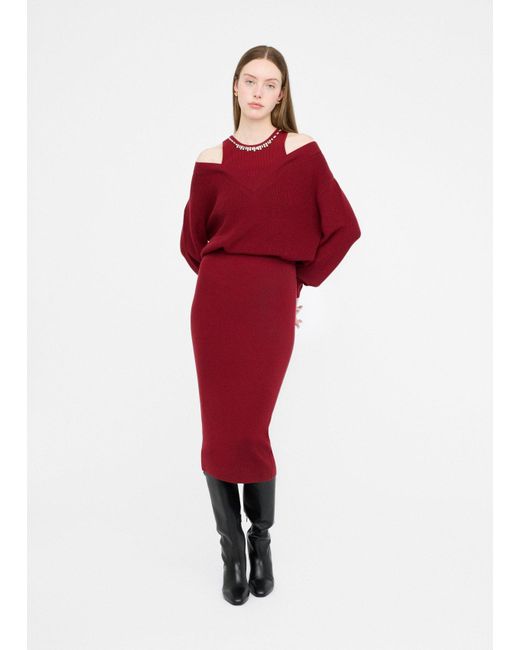 Liu Jo Robe En Maille Avec Broderies Bijoux Liu Jo en coloris Red