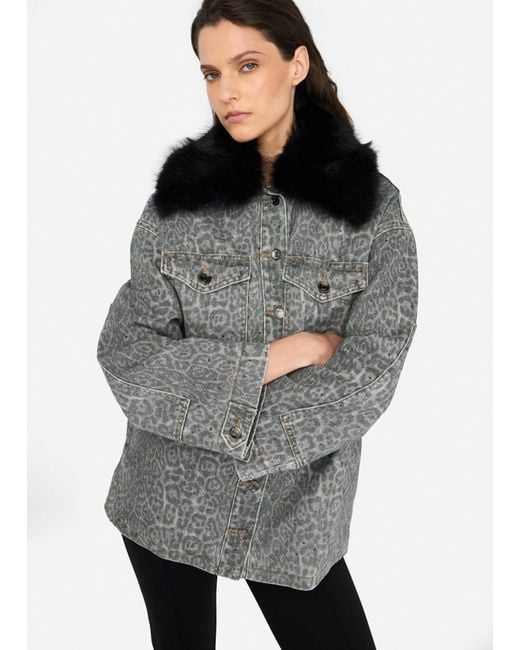 Liu Jo Gray Liu Jo Jacke Mit Kunstpelzkragen