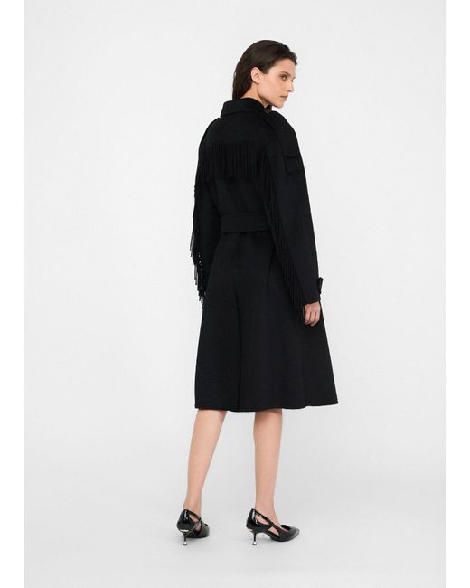 Liu Jo Black Liu Jo Trenchcoat Aus Wolle Mit Fransen