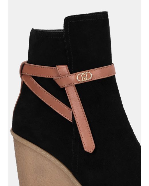 Liu Jo Black Liu Jo Veloursleder-Stiefelette Mit Keilabsatz