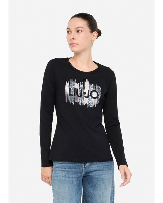 Liu Jo T-Shirt A Maniche Lunghe di Liu Jo in Black