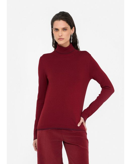 Liu Jo Pull À Col Roulé Avec Détails En Lurex Liu Jo en coloris Red