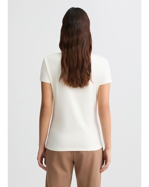 Liu Jo T-shirt Con Logo Animalier E Strass di Liu Jo in White