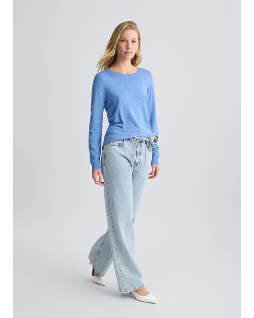 Liu Jo Cardigan Con Logo E Strass di Liu Jo in Blue