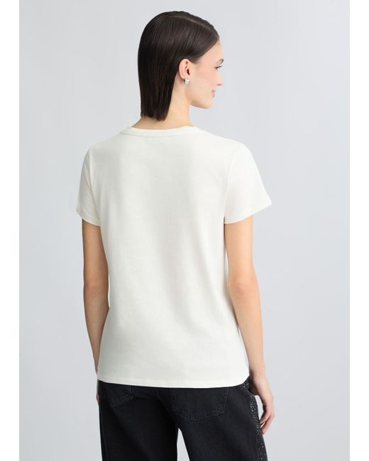 Liu Jo T-shirt Con Logo E Strass di Liu Jo in White