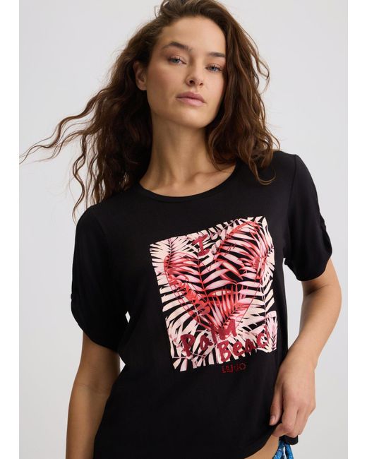 Liu Jo T-shirt Con Stampa E Strass di Liu Jo in Multicolor