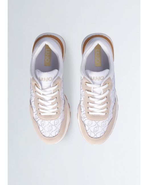 Liu Jo Sneakers Bianche Con Logo Strass di Liu Jo in Blue