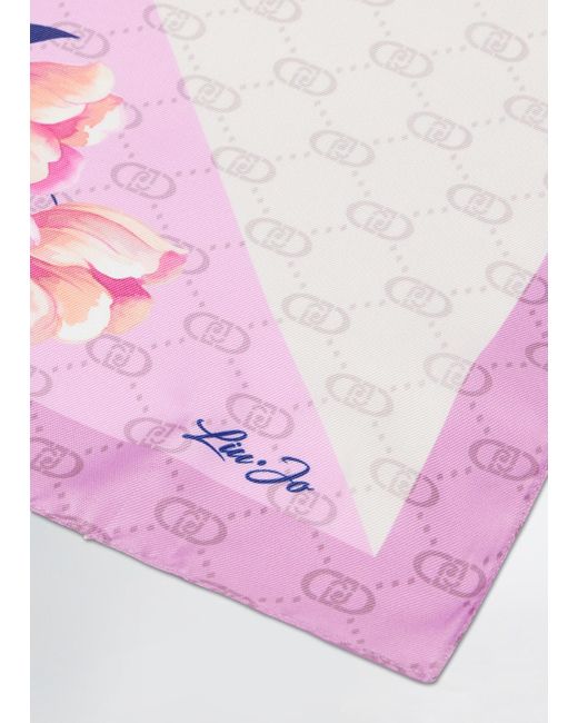 Liu Jo Foulard Rosa Con Angolo Floreale di Liu Jo in Blue