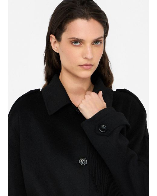 Liu Jo Black Liu Jo Trenchcoat Aus Wolle Mit Fransen