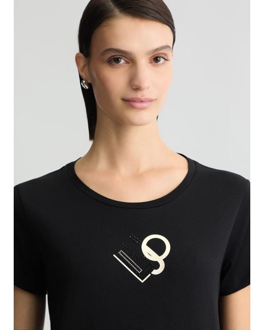 Liu Jo T-shirt Con Logo E Strass di Liu Jo in Black