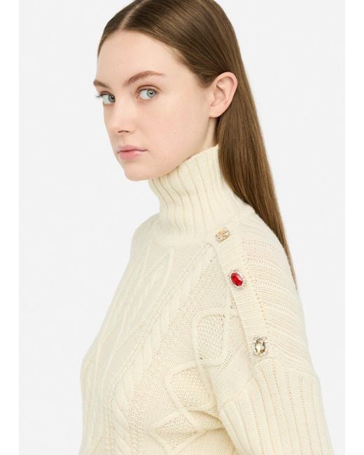 Liu Jo Pull À Col Roulé En Laine Avec Boutons Bijoux Liu Jo en coloris Natural