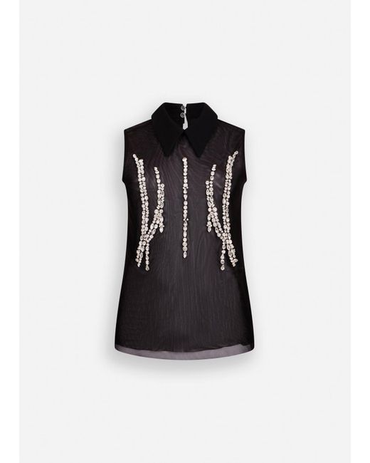 Liu Jo Top En Tulle Avec Strass Liu Jo en coloris Black