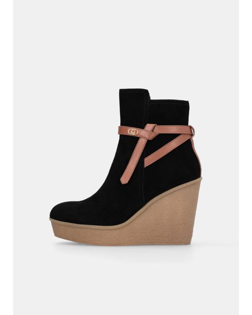 Liu Jo Black Liu Jo Veloursleder-Stiefelette Mit Keilabsatz