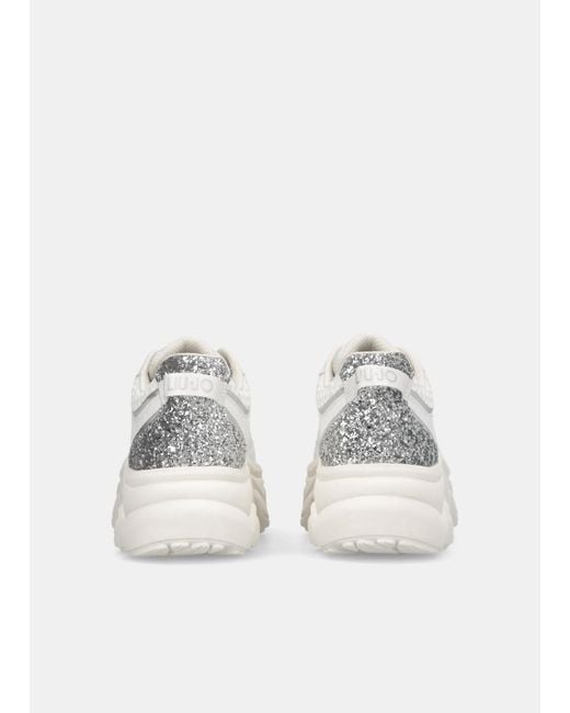 Liu Jo Sneakers À Semelle Épaisse En Cuir Avec Glitter Liu Jo en coloris White