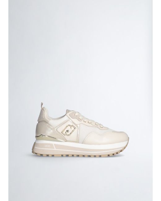 Liu Jo Sneakers Platform In Pelle E Mesh di Liu Jo in Natural