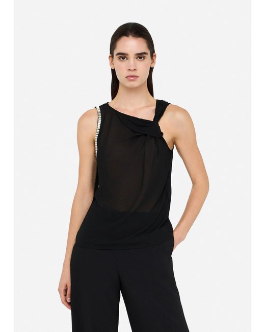Liu Jo Top En Coton Et Georgette Liu Jo en coloris Black
