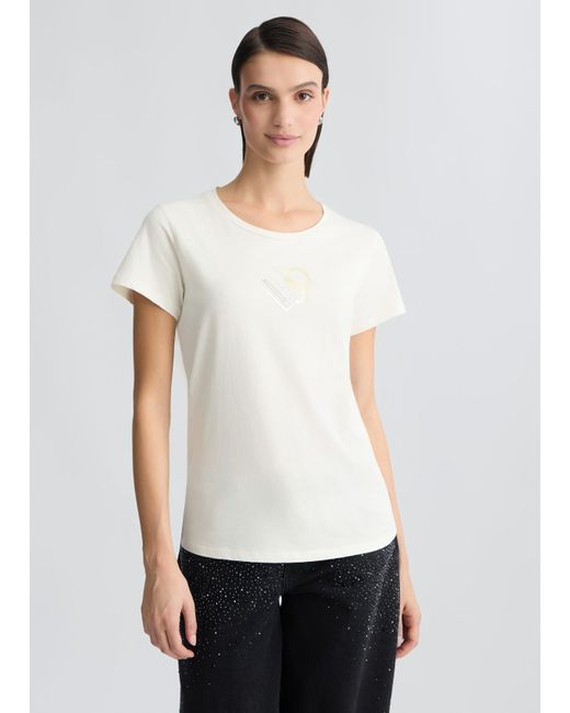Liu Jo T-shirt Con Logo E Strass di Liu Jo in White