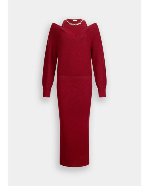 Liu Jo Robe En Maille Avec Broderies Bijoux Liu Jo en coloris Red