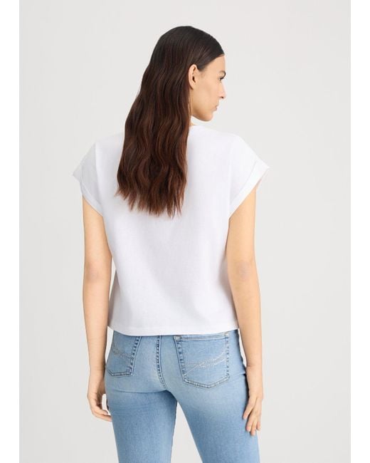 Liu Jo T-shirt Con Logo E Strass di Liu Jo in White