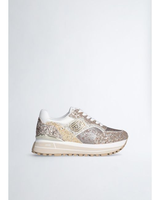 Liu Jo Sneakers Platform Full Glitter di Liu Jo in White