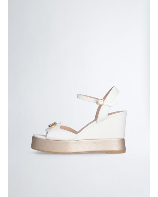 Liu Jo Sandali Zeppa In Pelle di Liu Jo in White