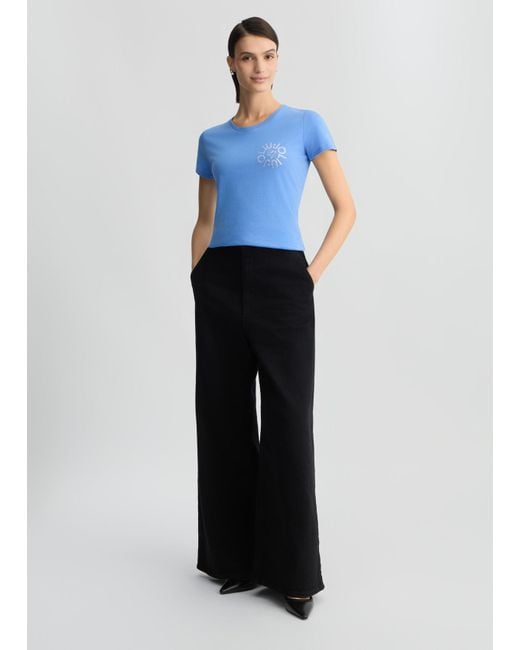 Liu Jo T-shirt Con Logo E Strass di Liu Jo in Blue