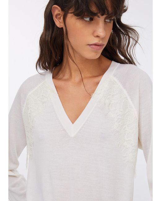 Liu Jo Pull En Laine Avec Dentelle Liu Jo en coloris White