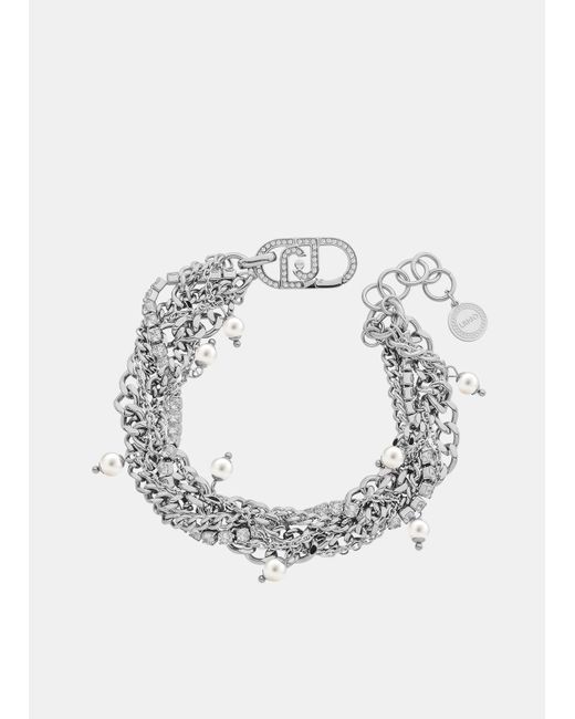 Liu Jo White Liu Jo Mehrreihiges Armband Mit Strass