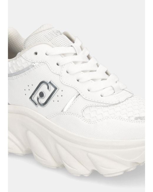 Liu Jo Sneakers À Semelle Épaisse En Cuir Avec Glitter Liu Jo en coloris White