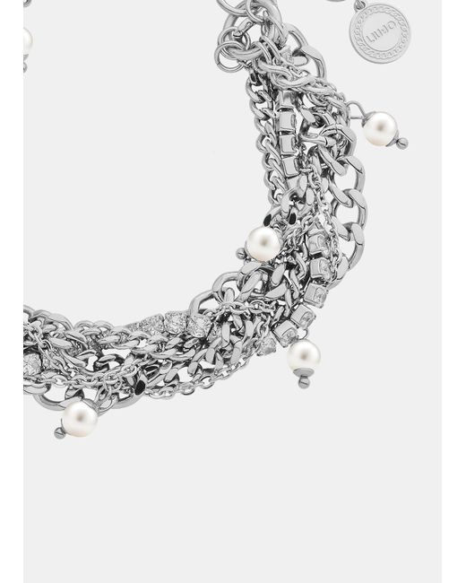 Liu Jo White Liu Jo Mehrreihiges Armband Mit Strass