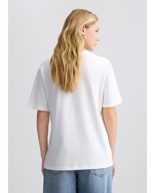 Liu Jo T-shirt Con Fiore E Strass di Liu Jo in White