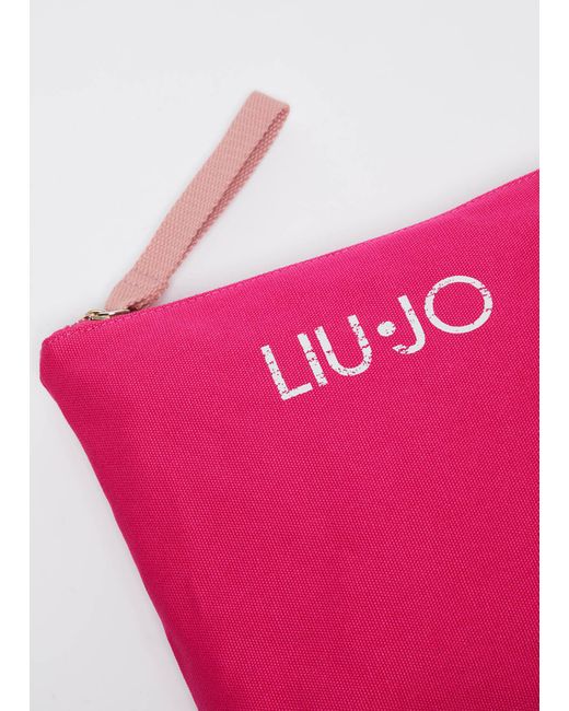 Liu Jo Beauty Case In Tela Con Logo di Liu Jo in Pink