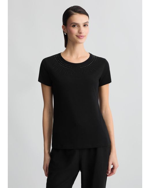 Liu Jo T-shirt Con Strass di Liu Jo in Black