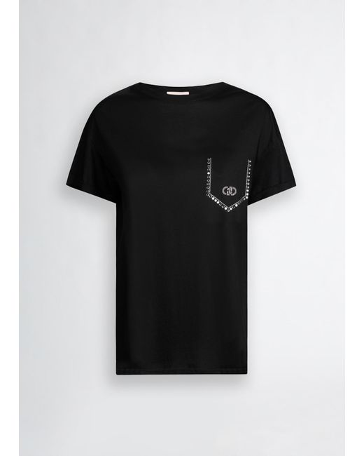 Liu Jo T-shirt Con Strass di Liu Jo in Black