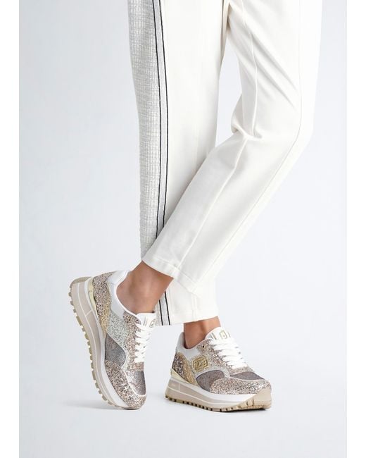Liu Jo Sneakers Platform Full Glitter di Liu Jo in White