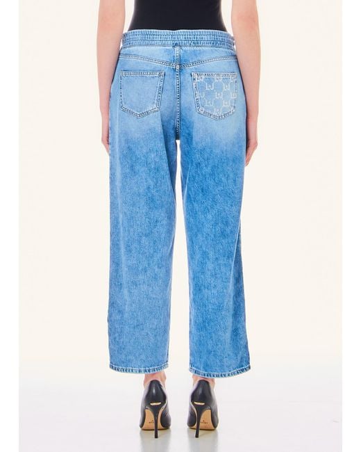 Liu Jo Jean Cropped Avec Cordon De Serrage Liu Jo en coloris Blue