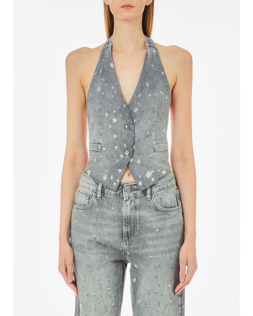 Liu Jo Blue Liu Jo Jeansweste Mit Strass