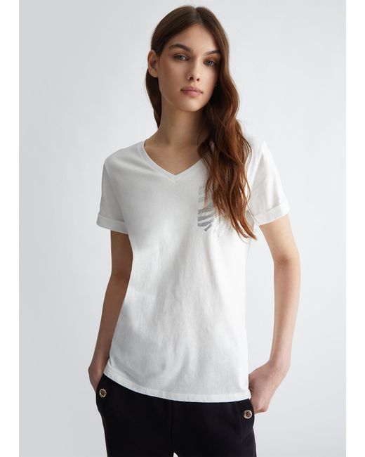 Liu Jo T-shirt Avec Strass Liu Jo en coloris White