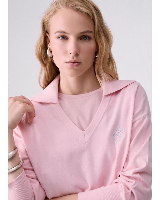Pull À Col En V Liu Jo en coloris Pink