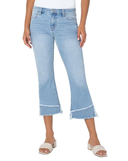 Liverpool Jeans Company Hannah Crop Flare With Destructed Hem in Blue ...