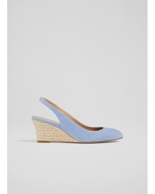 pale blue suede slingbacks