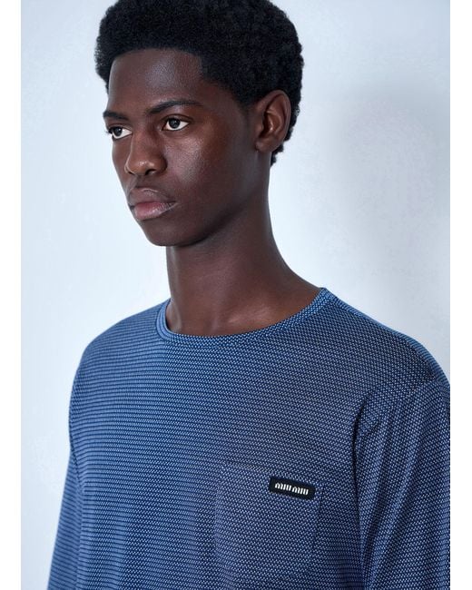 Miu Miu Blue Textured Long Sleeve Top for men
