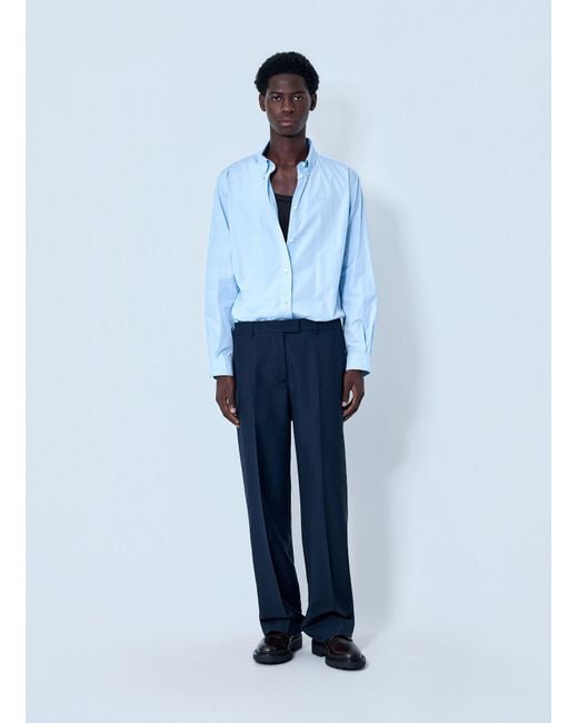 Miu Miu Blue Cotton Poplin Button-Down Shirt for men