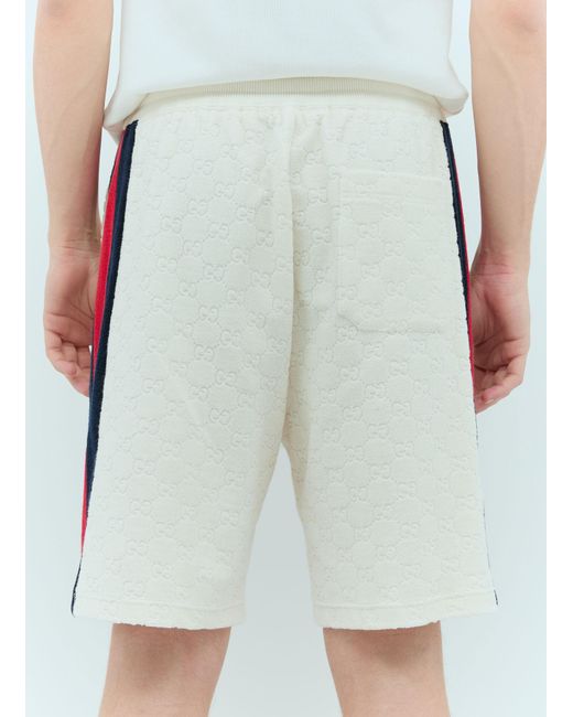 Gucci White Gg Cotton Terry Cloth Shorts for men