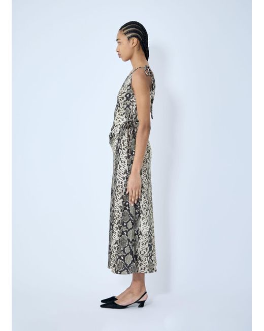Acne Studios Satin Python Print Midi Dress in White | Lyst