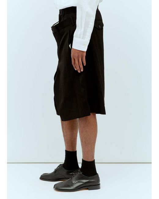 Comme des Garçons Black Draped Front Bermuda Shorts for men