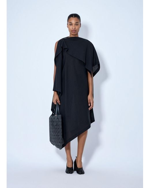 Issey Miyake Blue All Squares Asymmetric Draped Midi Dress