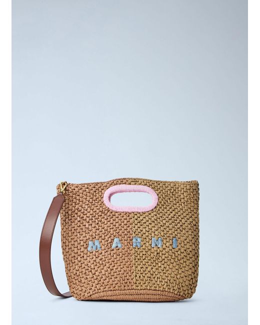 Marni Blue Woven Tote Bag With Logo Detail